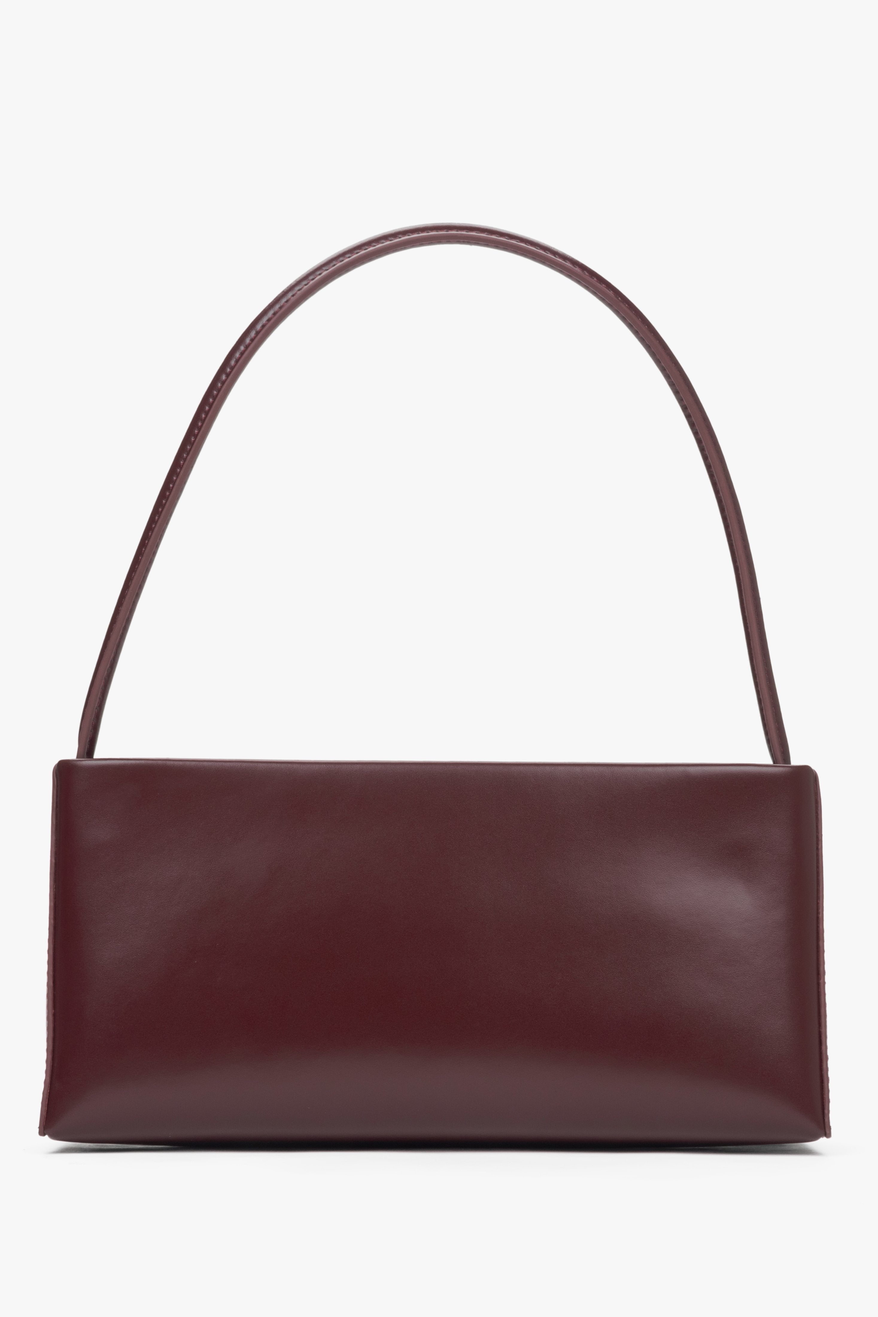 Burgundy leather women's handbag - reverse.