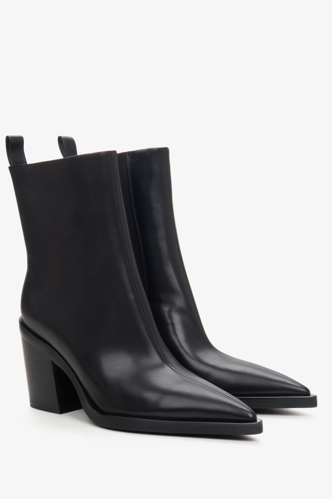 Women's Black Leather Cowboy Boots Estro ER00114137