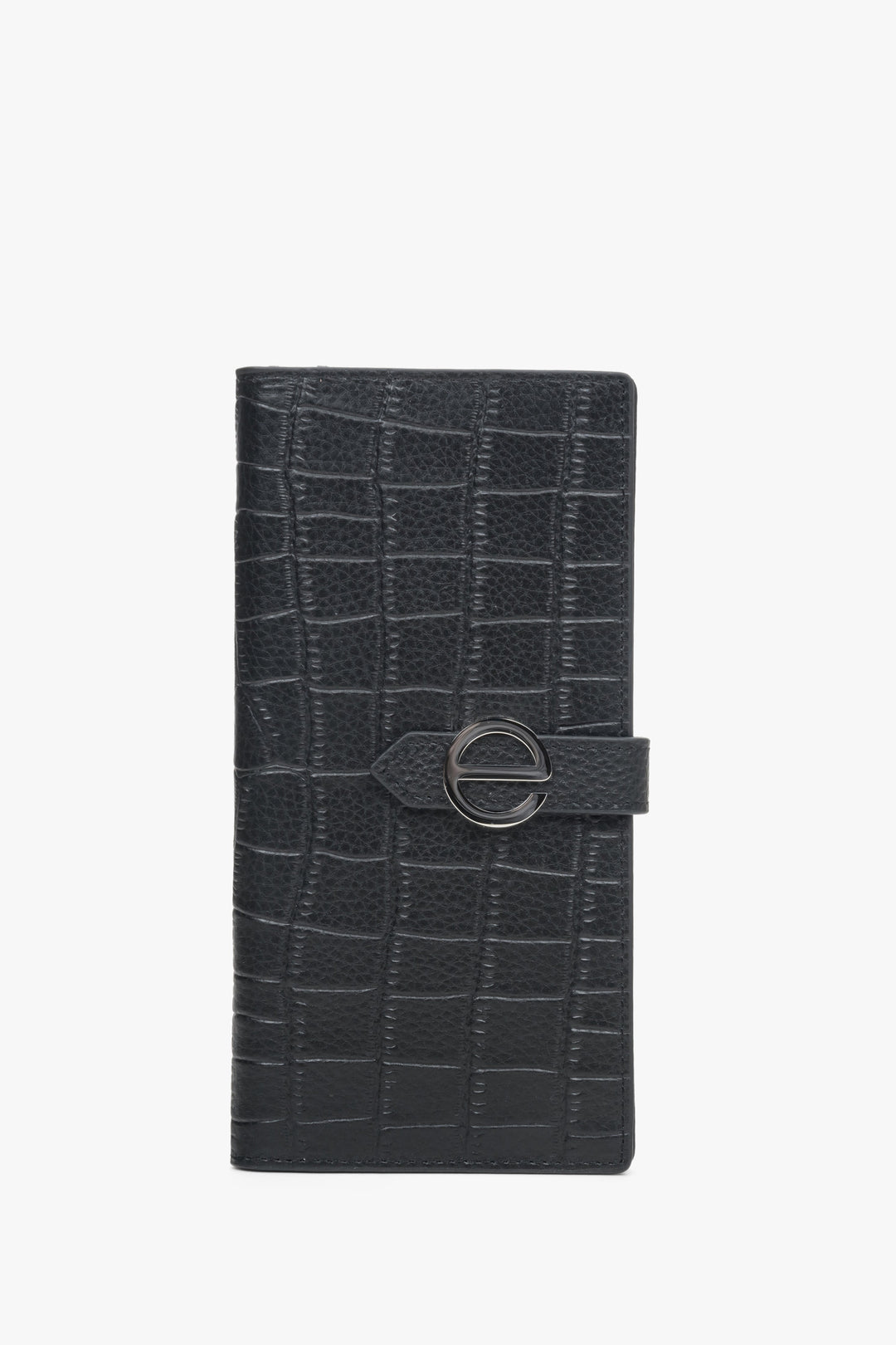 Women's Continental Black Wallet made of Genuine Leather with Silver Details Estro ER00113915.