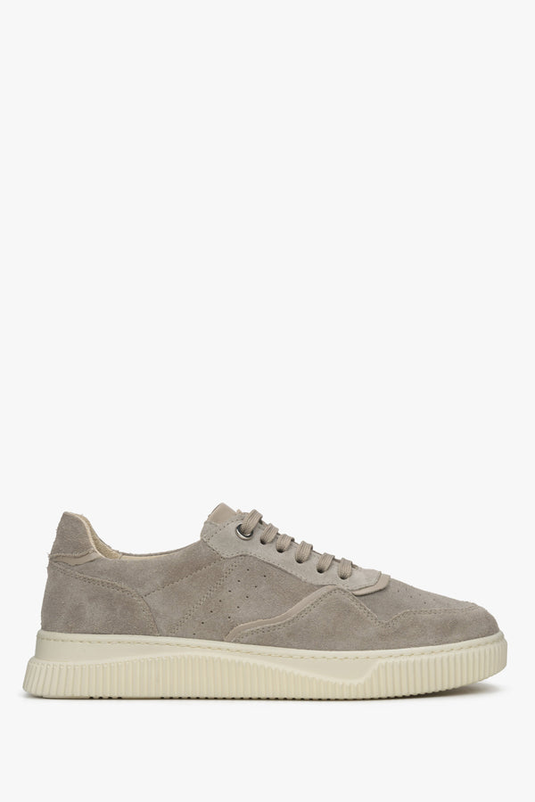 Women's Grey & Beige Sneakers made of Italian Genuine Velour Estro ER00114887.