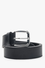 Black Women's Leather Belt with Silver Buckle Estro ER00113199.