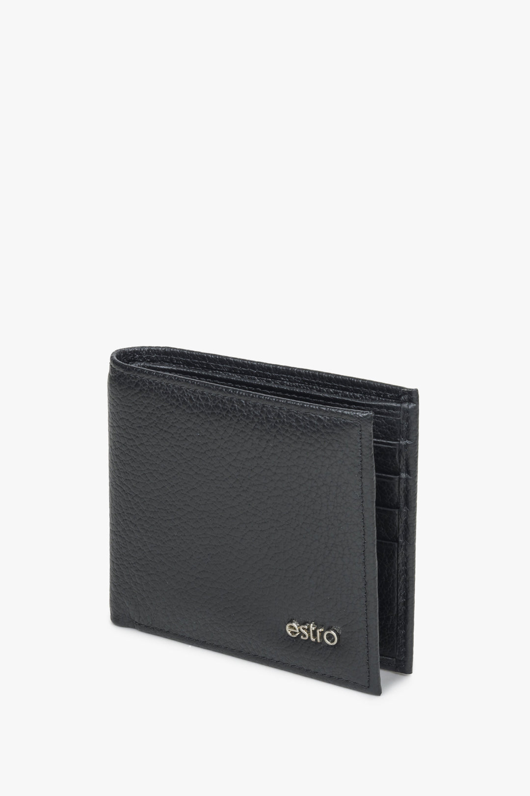 Compact men's black Estro wallet made of genuine leather.