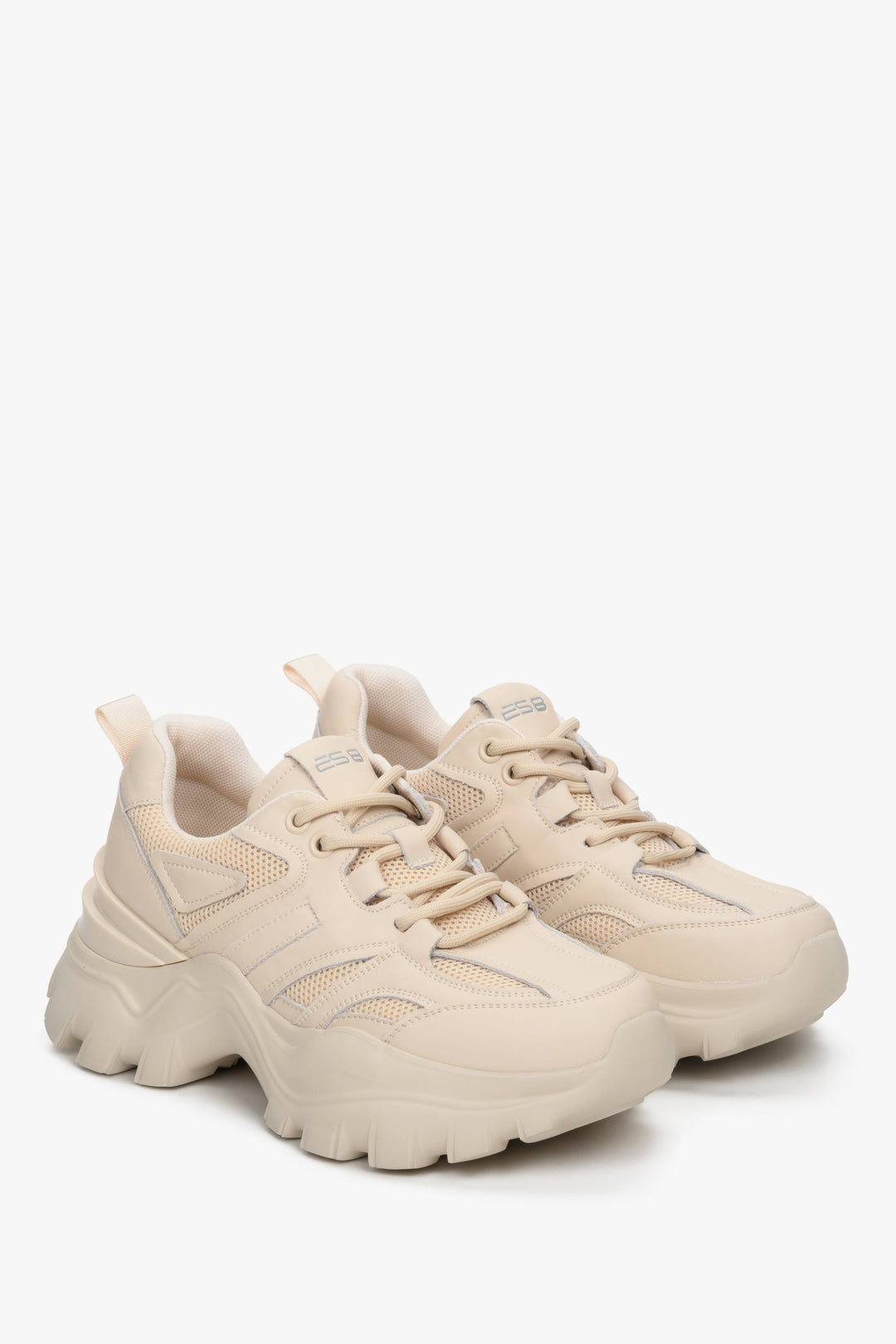 Spring-Fall women's beige sneakers on a platform, ES 8.