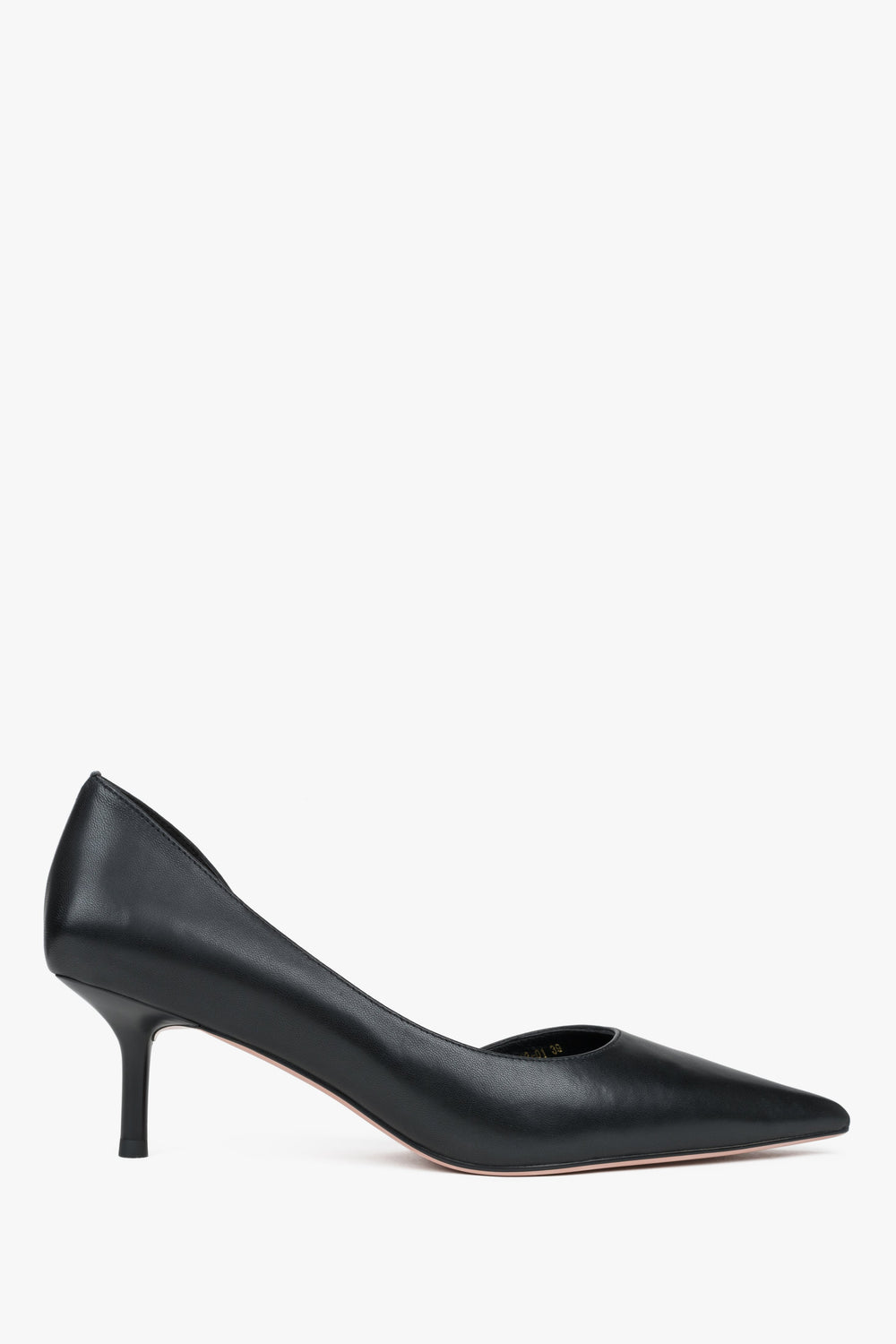 Women's Classic Black High Heels with a Low Heel made of Genuine Leather Estro ER00116979.