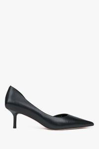 Women's Classic Black High Heels with a Low Heel made of Genuine Leather Estro ER00116979.