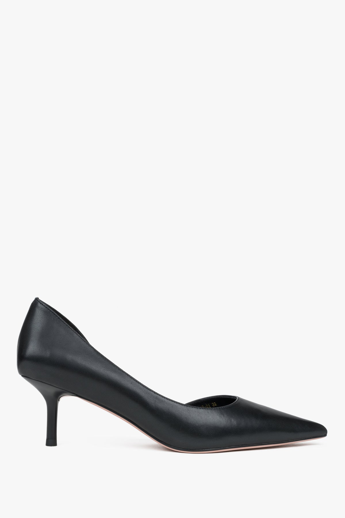 Women's Classic Black High Heels with a Low Heel made of Genuine Leather Estro ER00116979.
