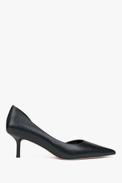 Women's Classic Black High Heels with a Low Heel made of Genuine Leather Estro ER00116979.