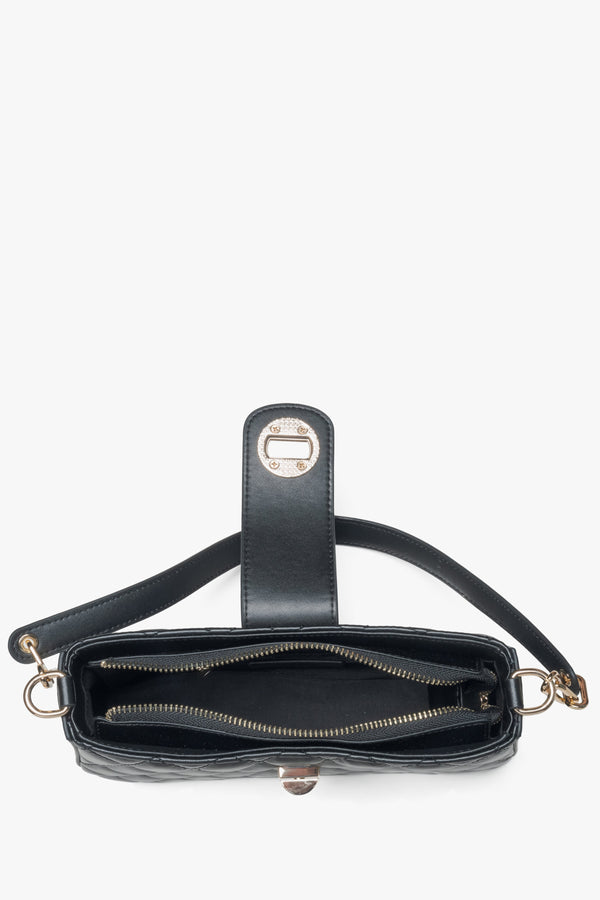 Estro black leather baguette bag - interior.