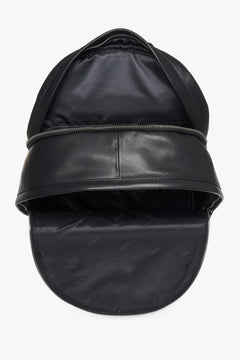 Black men's backpack made of genuine leather.