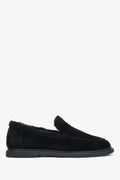 Women's Black Winter Faux Fur-Lined Velour Loafers Estro ER00118203.
