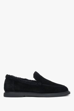 Women's Black Winter Faux Fur-Lined Velour Loafers Estro ER00118203.
