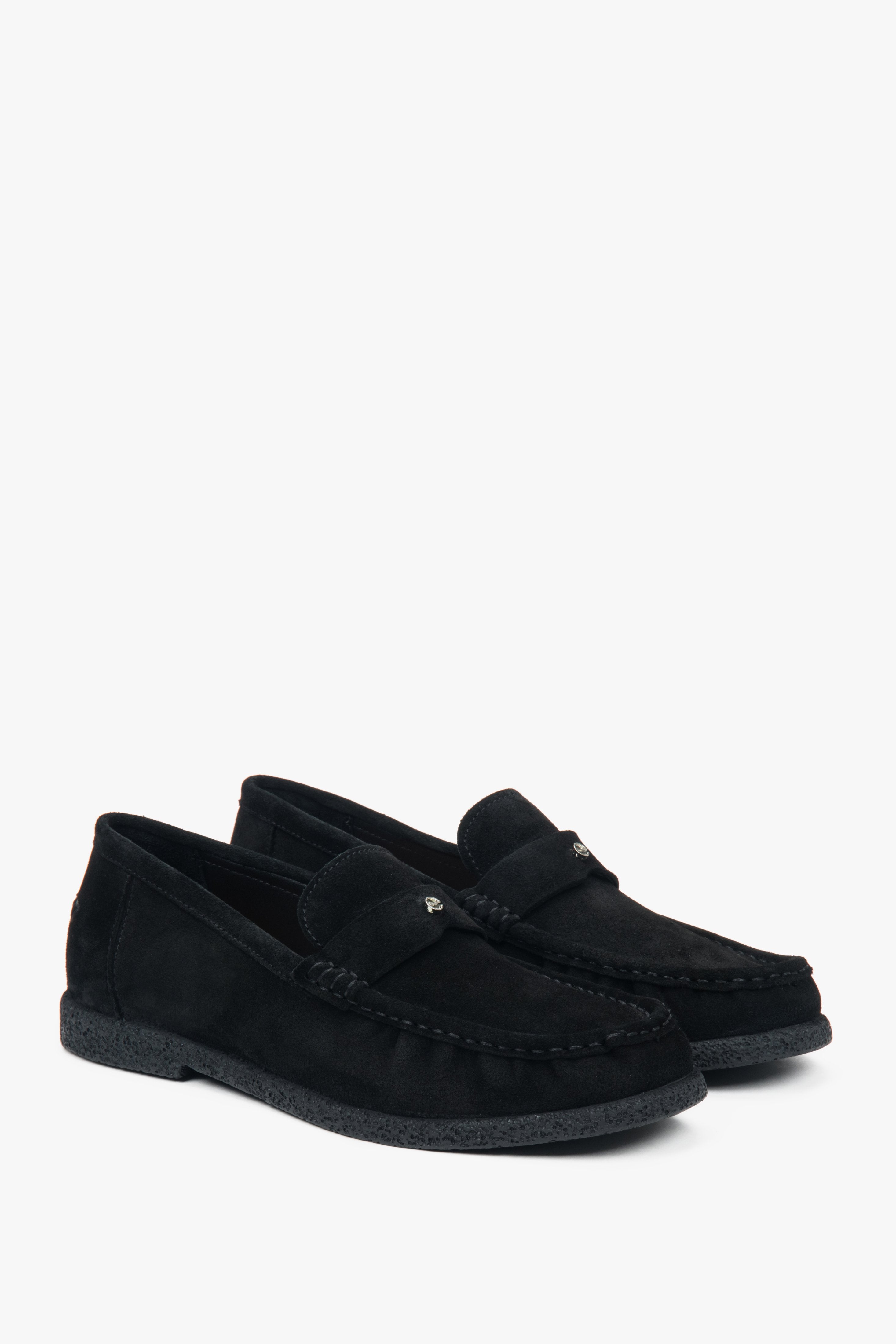 Women's black loafers in premium Italian velour, model Estro ER00118014.