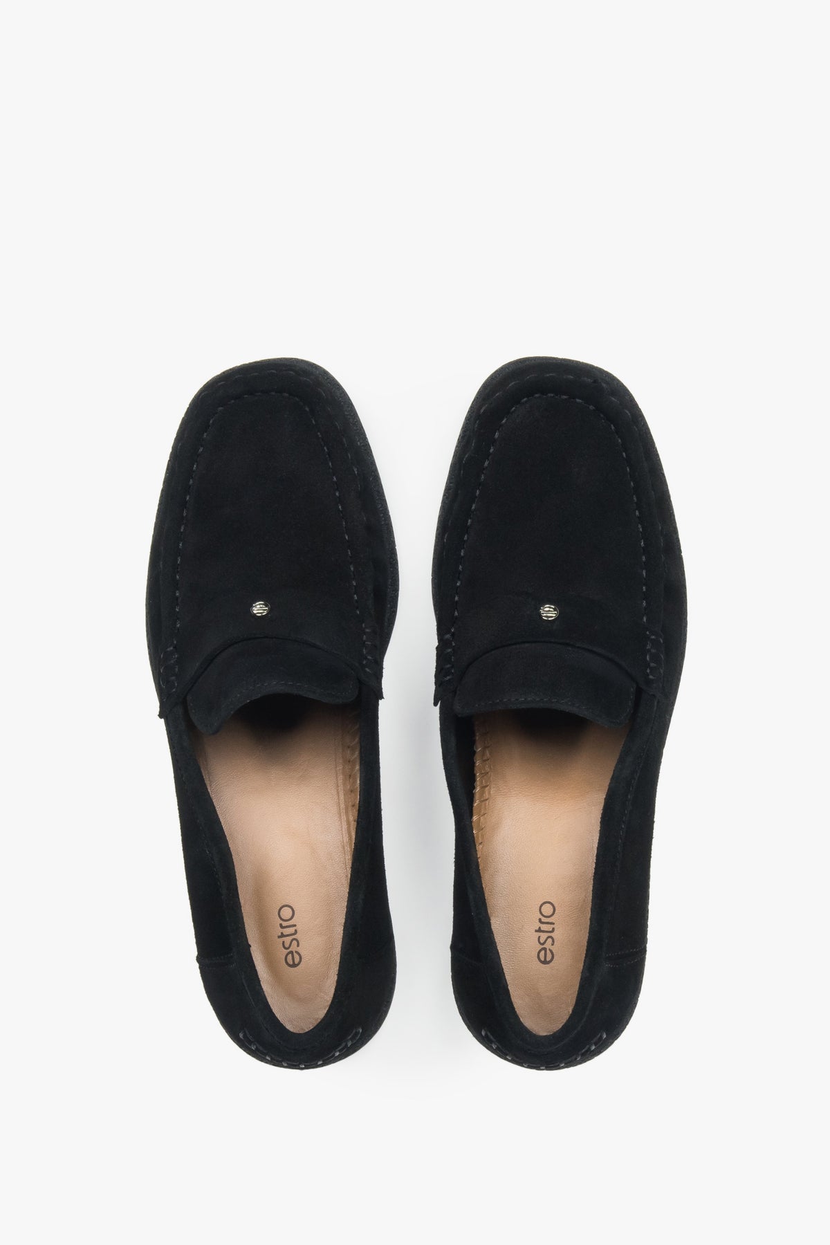 Estro ER00118014: women's black loafers featuring a premium Italian velour upper.