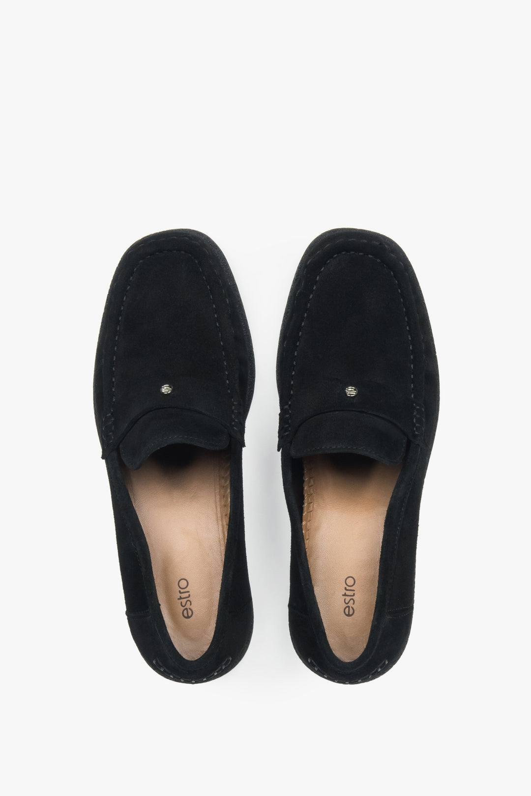 Estro ER00118014: women's black loafers featuring a premium Italian velour upper.