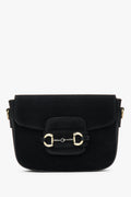 Women's Black Shoulder Bag made of Genuine Italian Premium Velour Estro