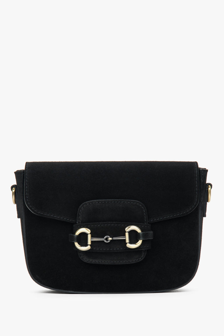 Women's Black Shoulder Bag made of Genuine Italian Premium Velour Estro