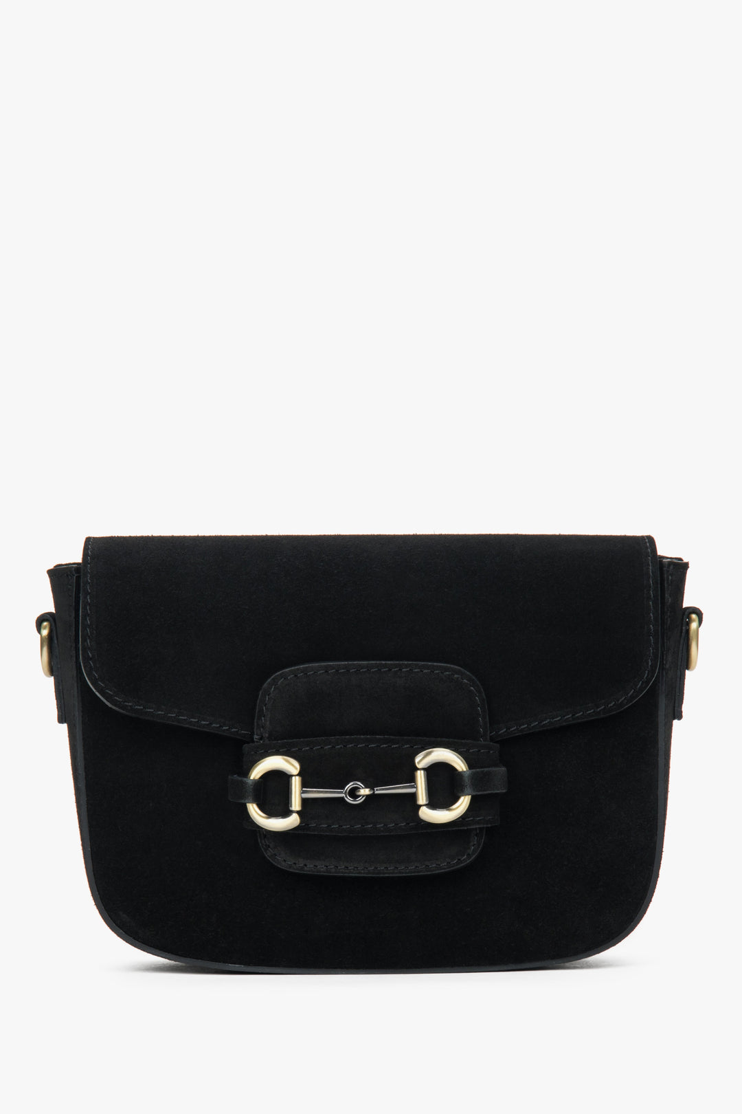 Women's Black Shoulder Bag made of Genuine Italian Premium Velour Estro