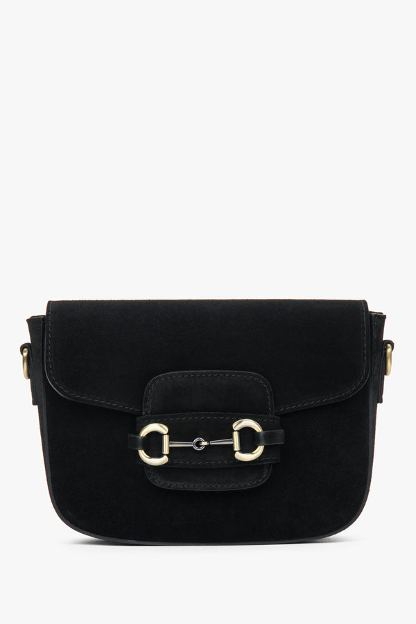 Women's Black Shoulder Bag made of Genuine Italian Premium Velour Estro