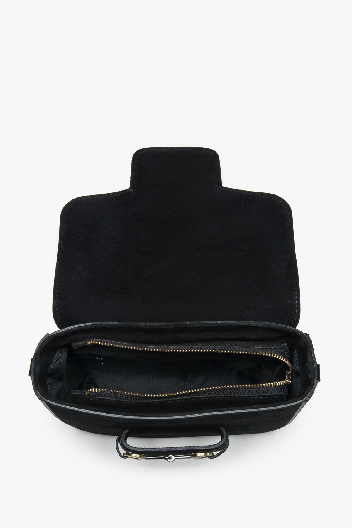 Women's black shoulder bag by Estro, made of genuine Italian premium velour.