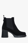 Women's Black Velour Block Heel Ankle Boots Estro ER00118218.