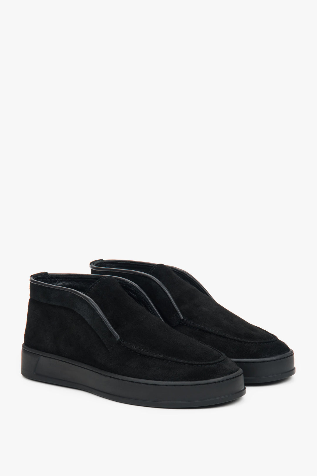 Women's black high ankle loafers by Estro (ER00118193), made of genuine Italian premium velour.
