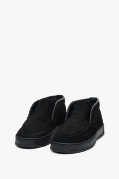 A pair of women's high ankle loafers in black, crafted from premium Italian genuine velour, model Estro ER00118193.