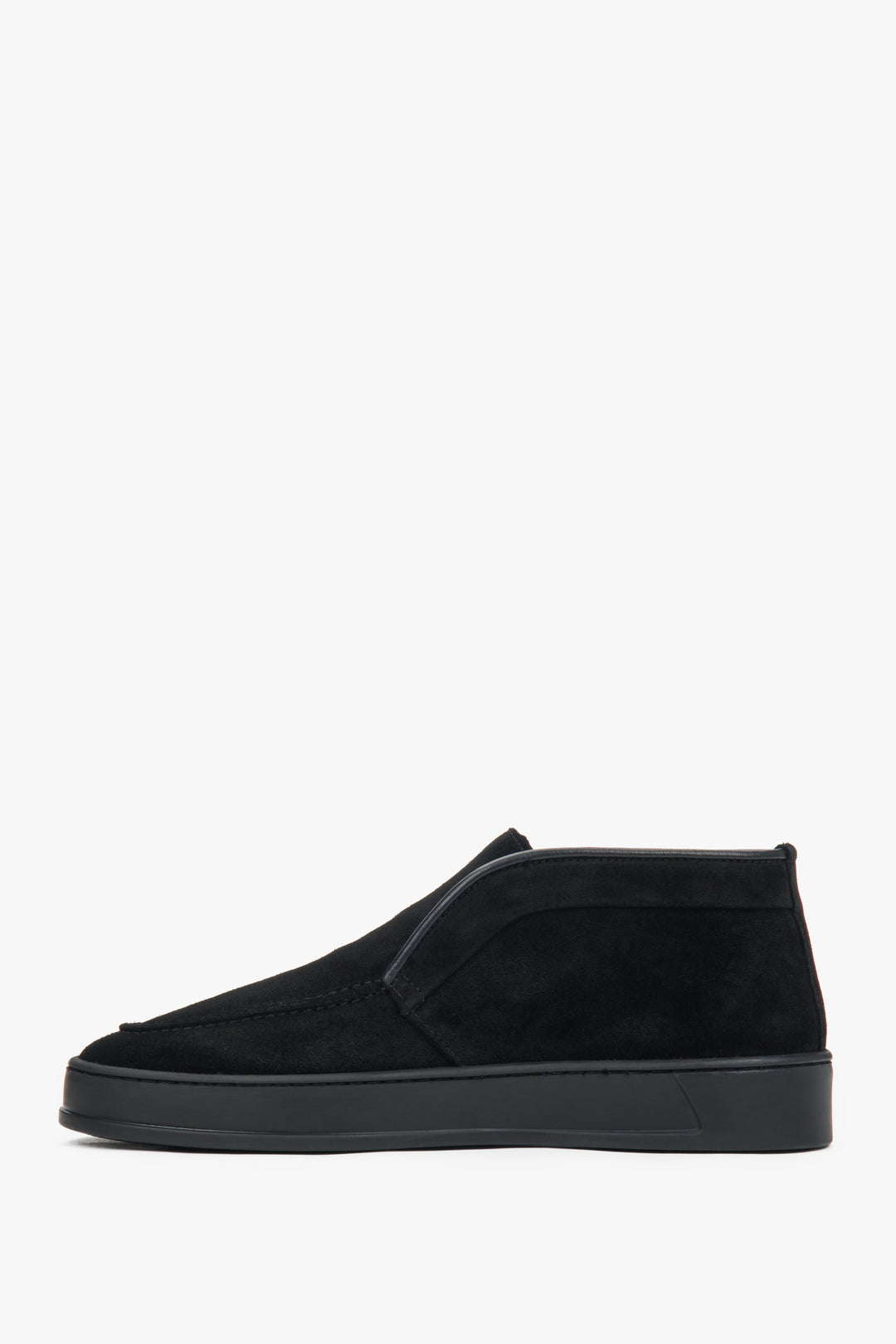 Estro ER00118193: women's black high ankle loafers featuring a premium Italian genuine velour upper.