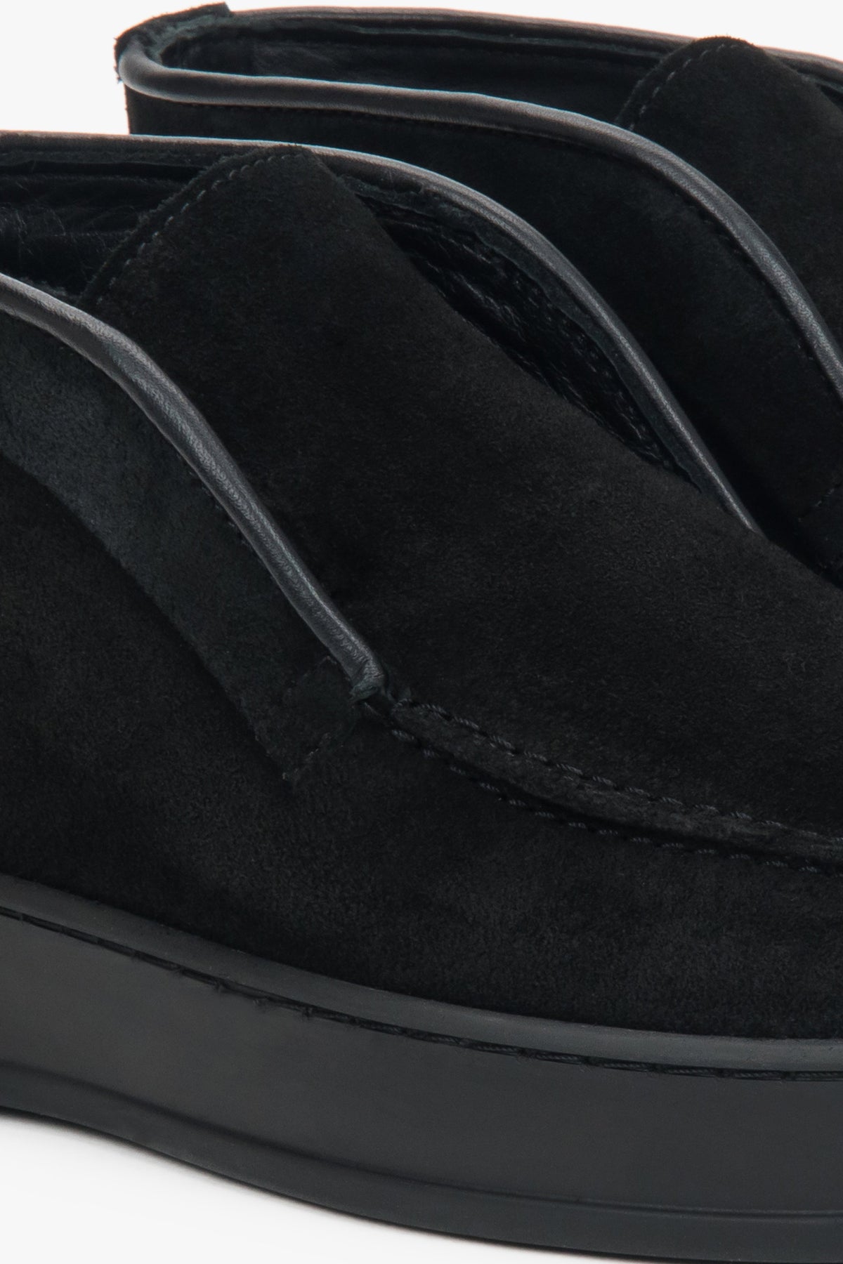 Women's Estro high ankle loafers (model ER00118193) in black, combining a loafer's style with a boot's height.