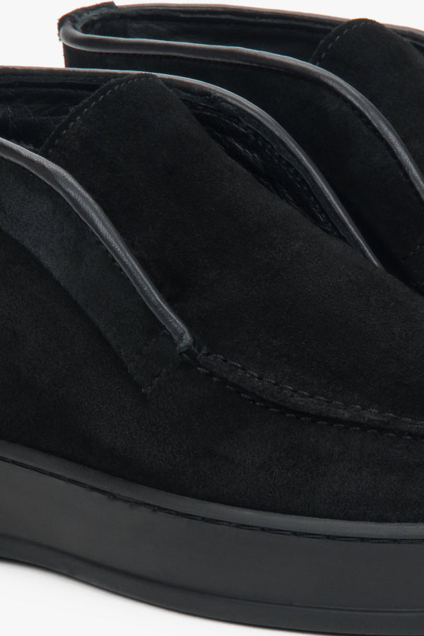 Women's Estro high ankle loafers (model ER00118193) in black, combining a loafer's style with a boot's height.
