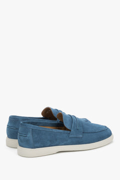 Men's Estro casual loafers in blue, designed in premium Italian genuine velour for everyday style.