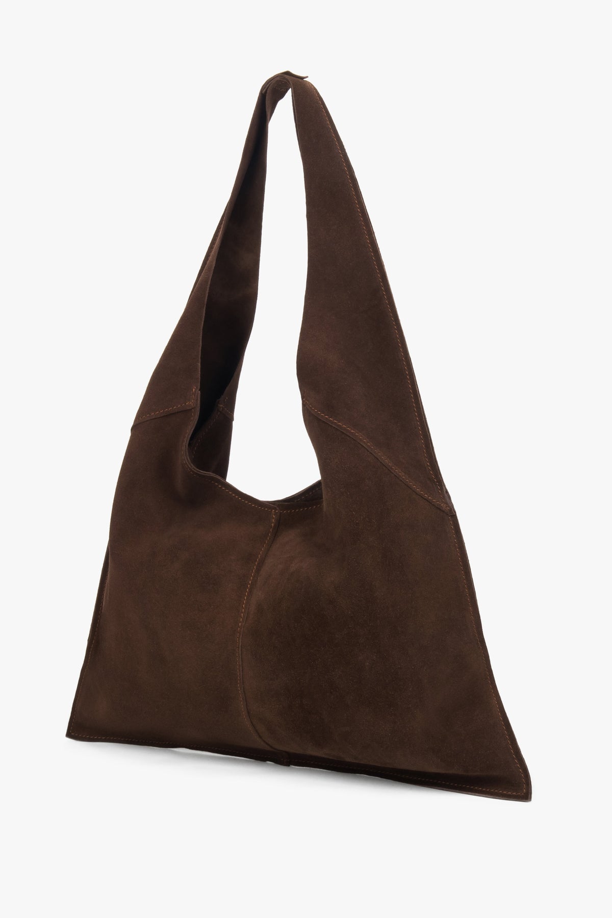 A brown hobo bag for women by Estro, crafted from premium Italian genuine velour.