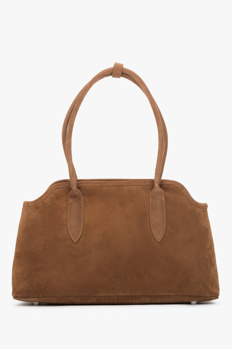 Women's Brown Shoulder Bag made with Genuine Italian Premium Velour Estro ER00118550.