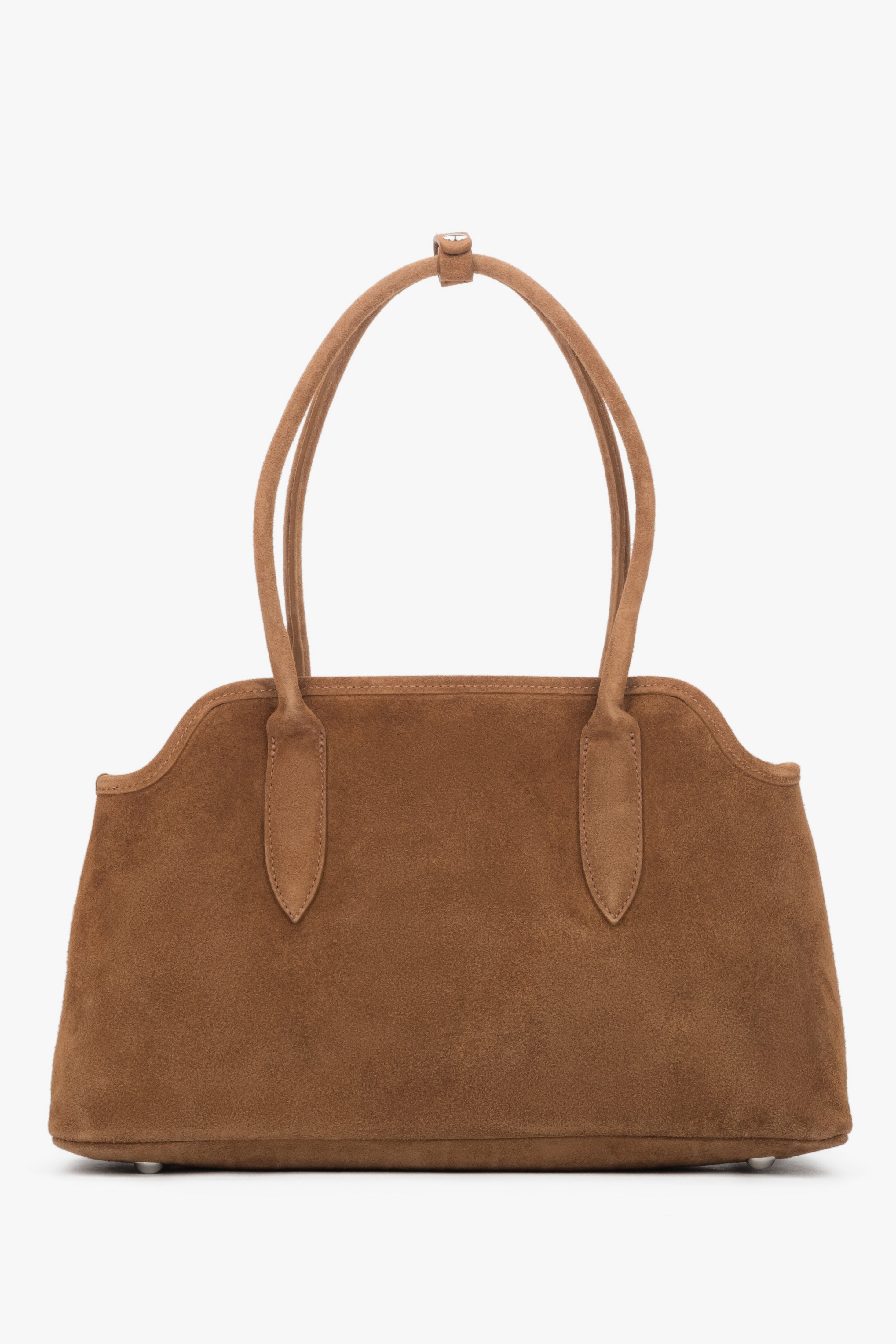 Women's brown shoulder bag by Estro, made with genuine Italian premium velour.