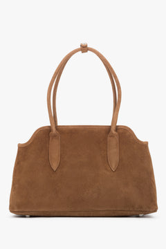 Women's brown shoulder bag by Estro, made with genuine Italian premium velour.