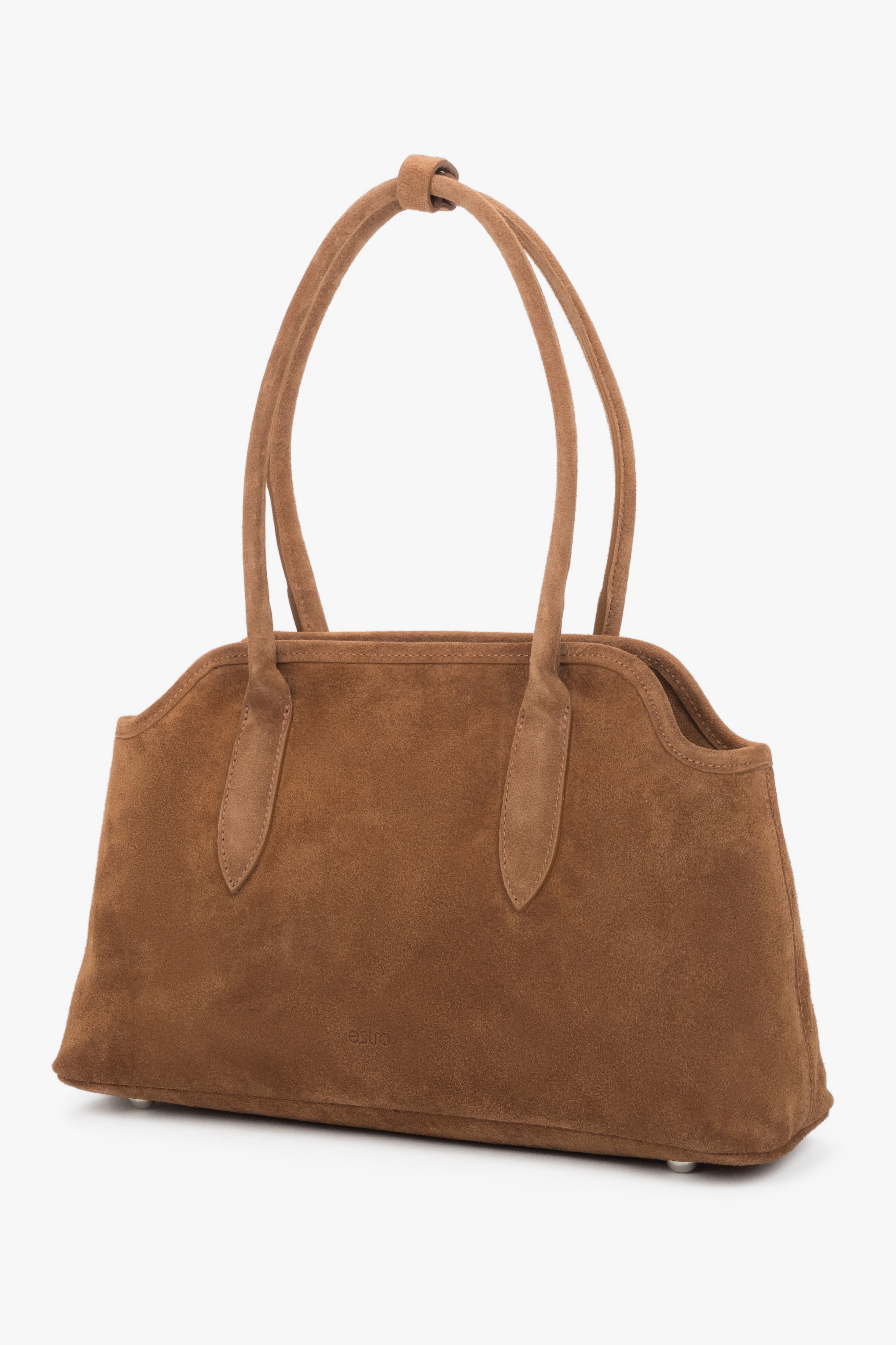 Estro women's shoulder bag in brown, featuring a premium Italian velour finish.