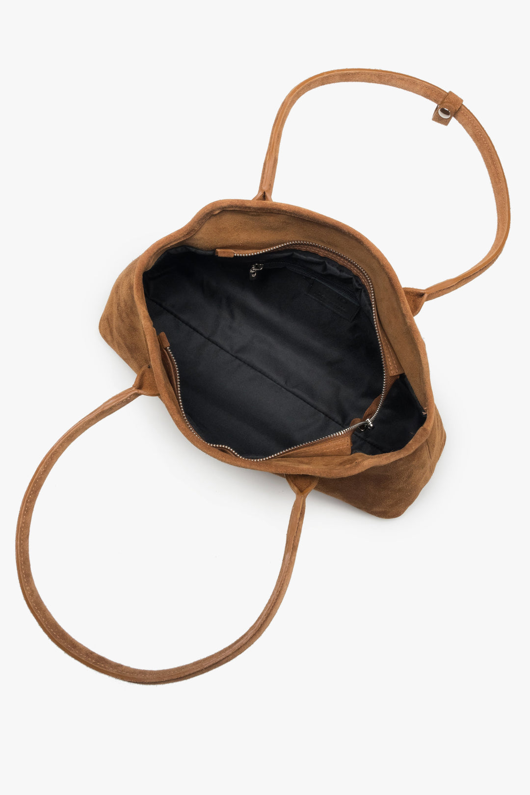 Women's Estro shoulder bag designed in brown using genuine premium Italian velour.