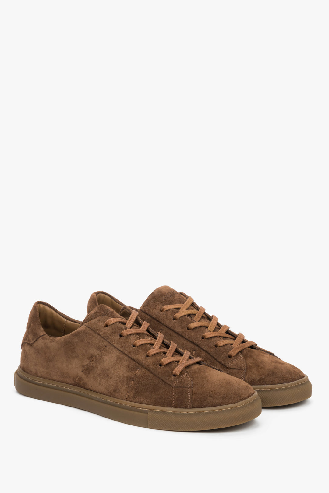 Men's brown sneakers by Estro, made of premium Italian genuine velour.