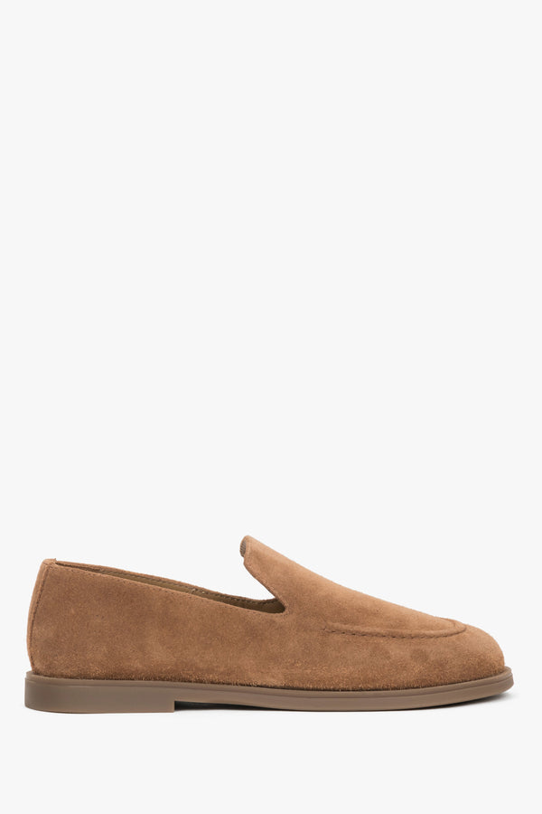 Women’s Caramel Brown Barefoot Loafers in Premium Italian Genuine Velour Estro ER00119487.