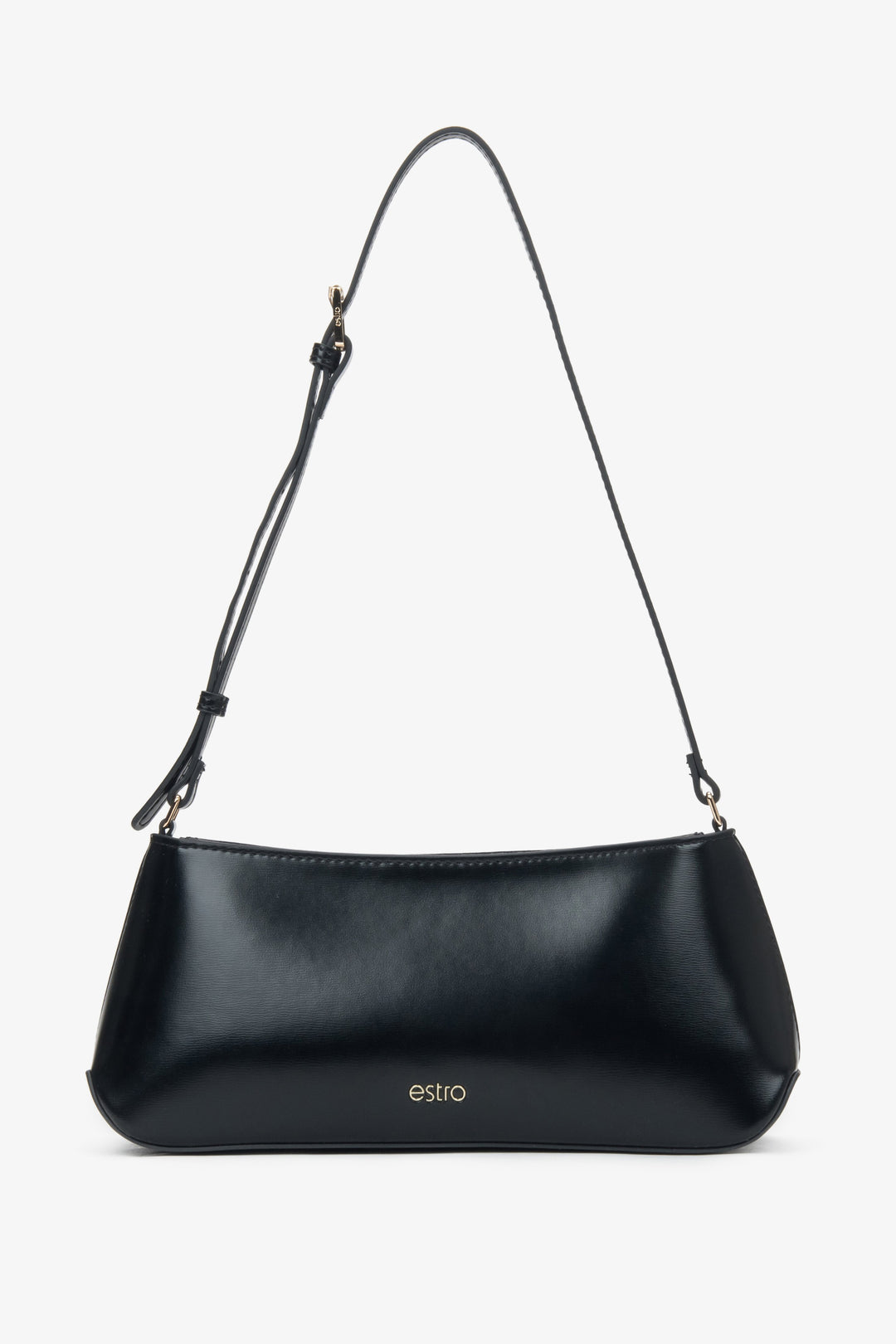 A classic shoulder bag for women in black genuine leather by Estro.