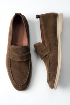 Men's Classic Brown Loafers made of Soft Genuine Velour Estro ER00119037.