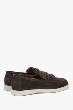 Men's Estro casual loafers in dark brown, designed in premium Italian genuine velour for everyday style.