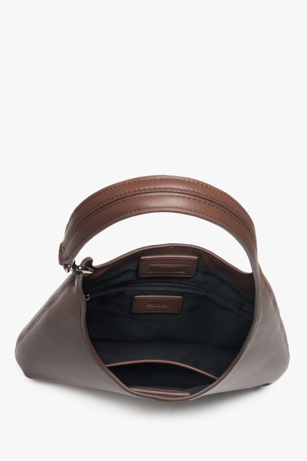 Women's dark brown shopper bag by Estro, made of genuine leather.
