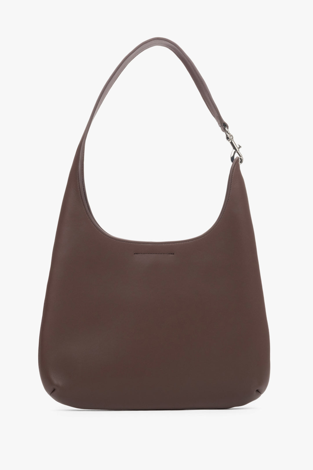A spacious shopper bag for women by Estro, made from genuine dark brown leather.