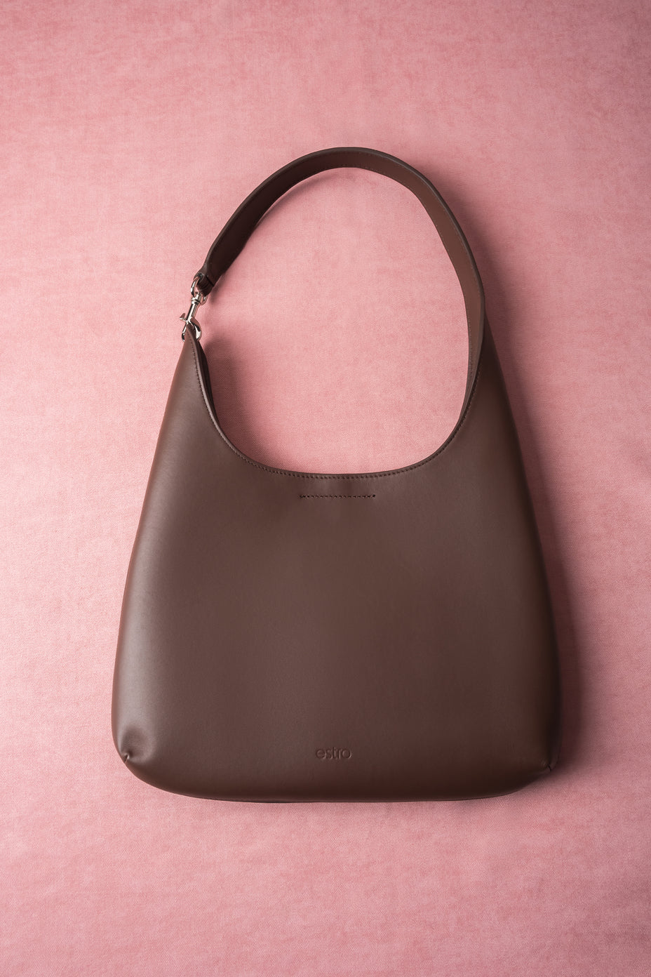 Women's Dark Brown Shopper Bag in Genuine Leather Estro ER00118916.