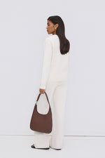 Women's Dark Brown Shopper Bag in Genuine Leather Estro ER00118916.