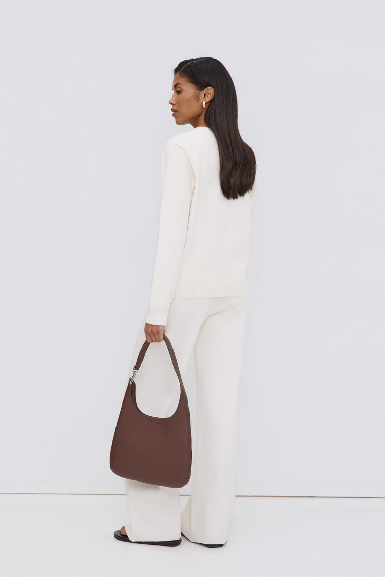 Women's Dark Brown Shopper Bag in Genuine Leather Estro ER00118916.