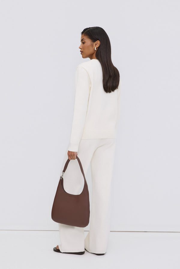 Women's Dark Brown Shopper Bag in Genuine Leather Estro ER00118916.