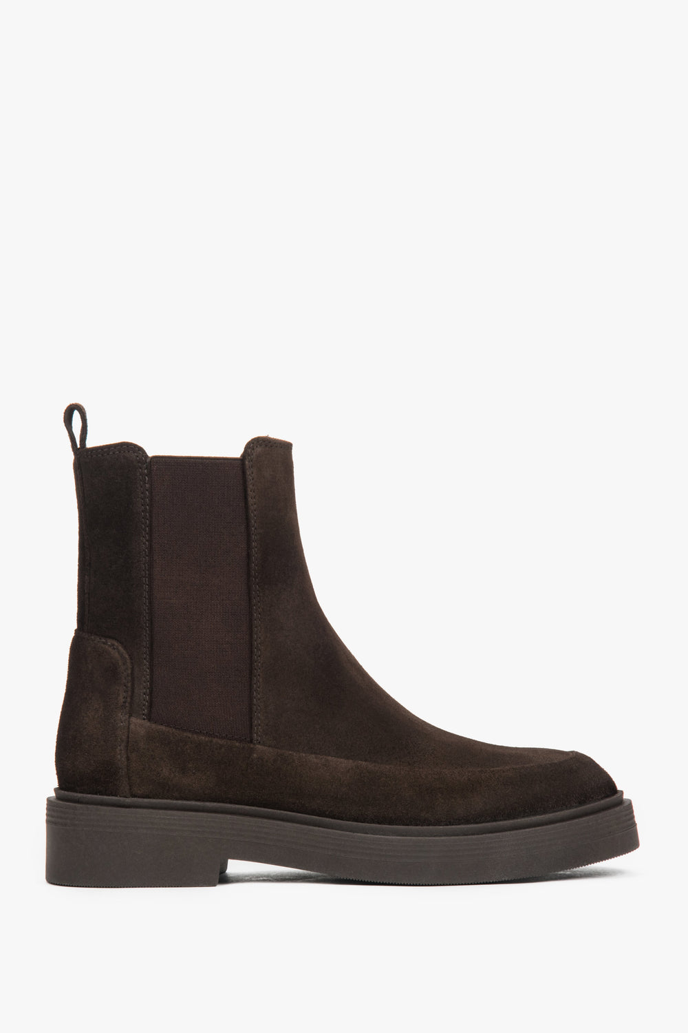 Women's Premium Dark Brown High-Ankle Chelsea Boots in Italian Velour Estro ER00118194.