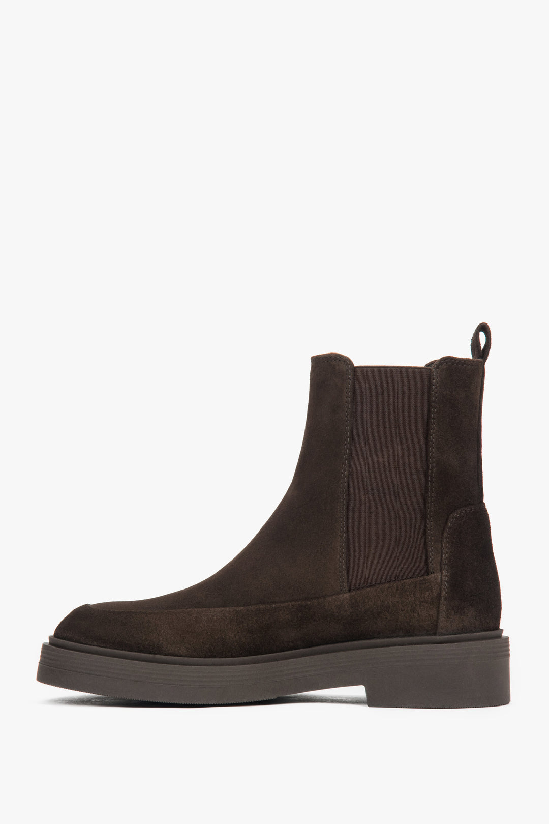 Estro ER00118194: women's premium high-ankle Chelsea boots in dark brown Italian velour.
