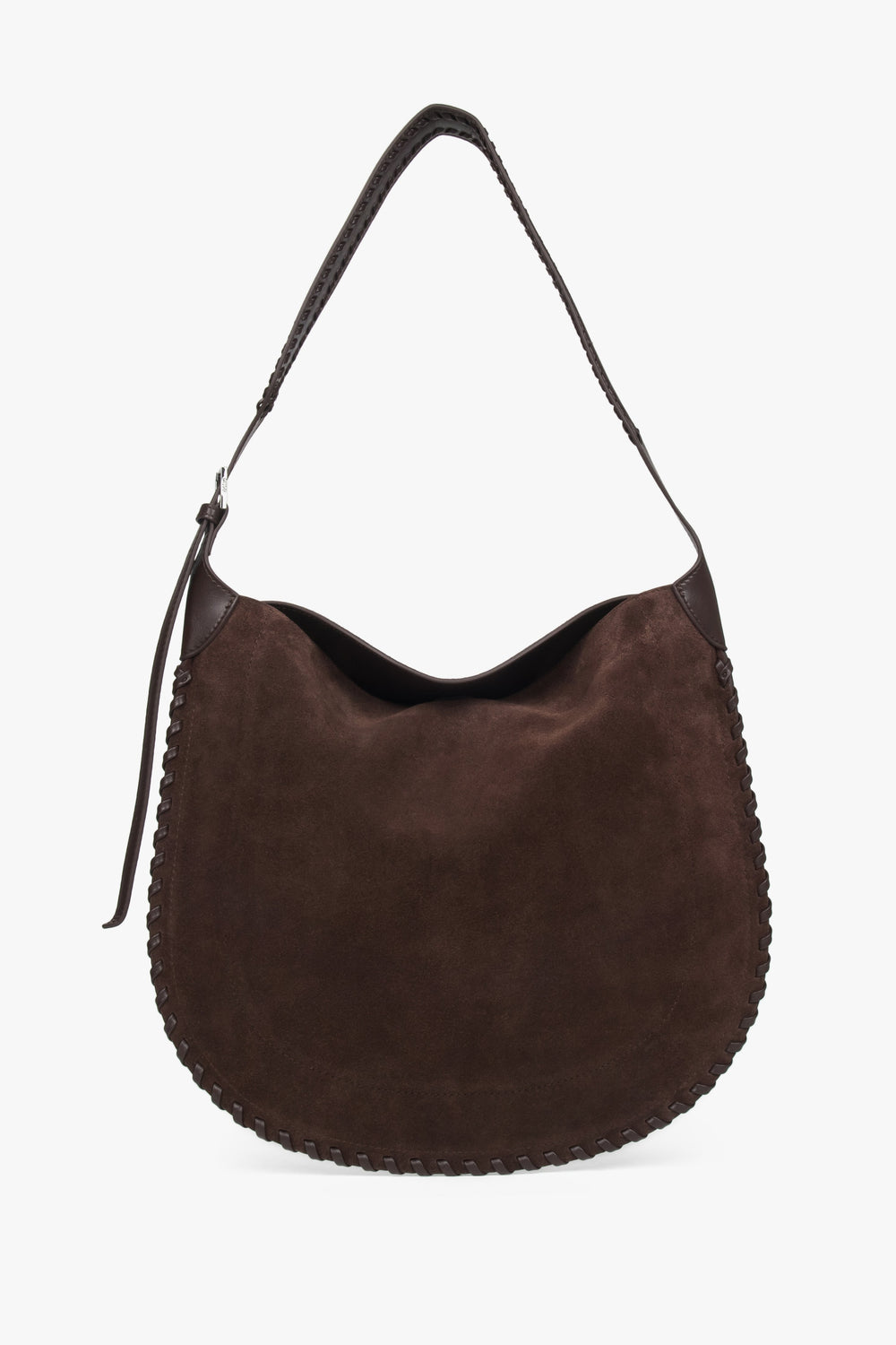 Women's Dark Brown Shoulder Bag made of Genuine Velours Estro ER00118713.